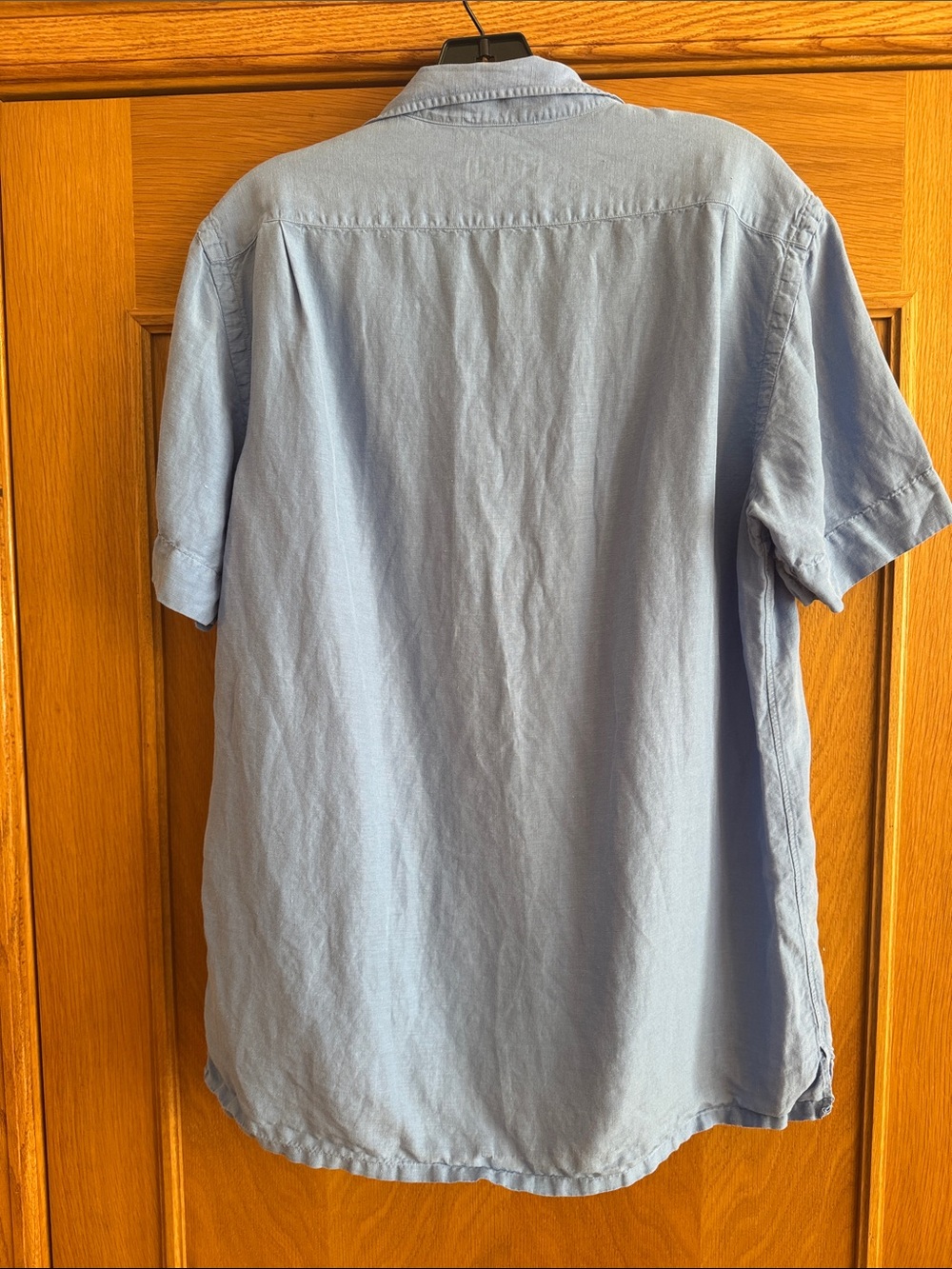 Polo Ralph Lauren Camp Shirt Men M Linen Silk Blue Short Sleeve Pink Pony Logo - Picture 5 of 7